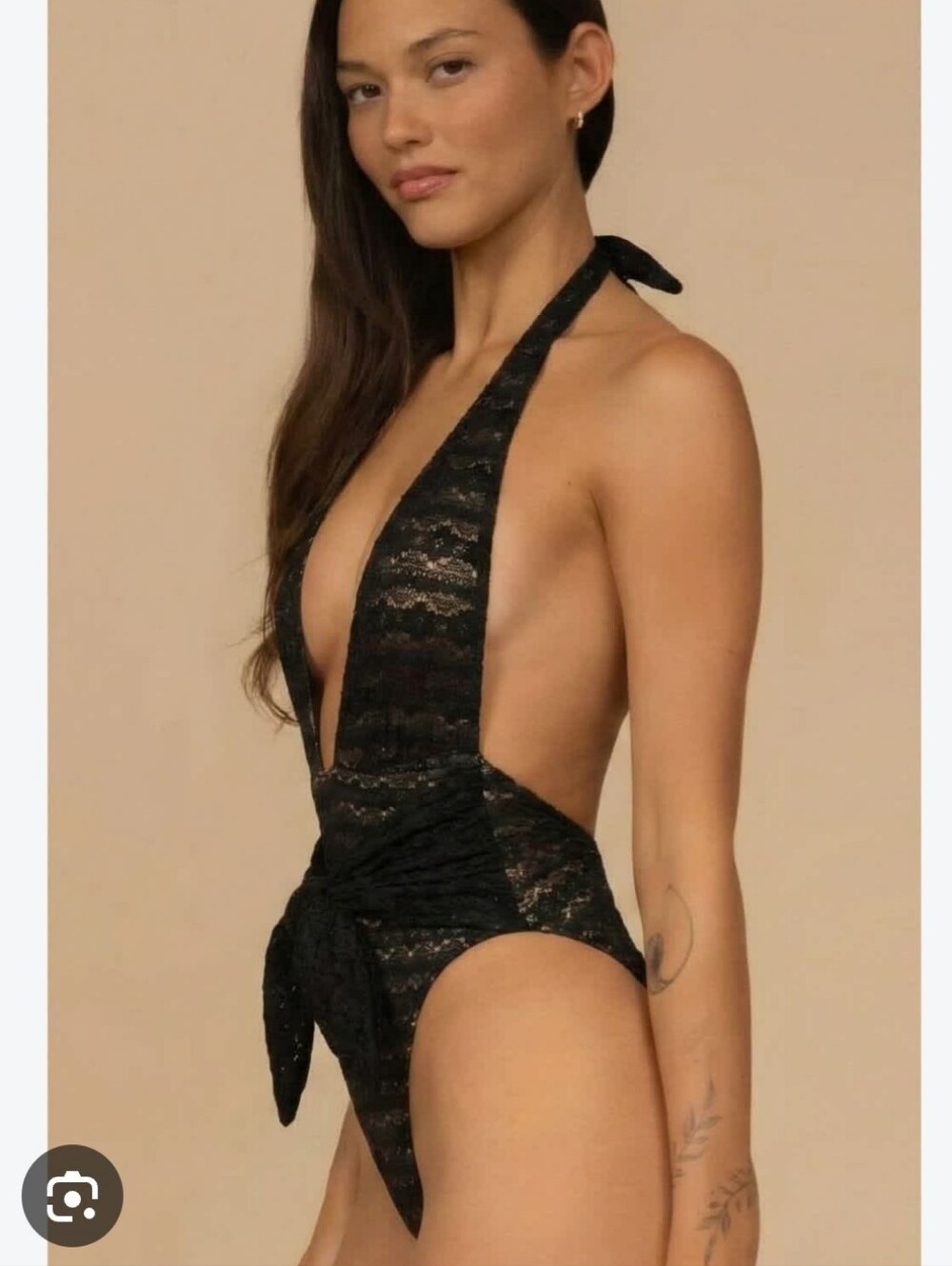 New!Montce Black Daisy Lace Tropez Tie Up One Piece